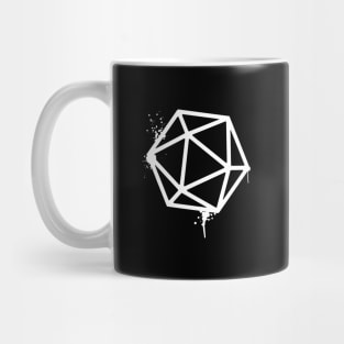 D20 Dice White Spray Paint RPG Mug